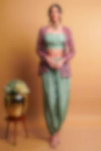 Purple Net Embroidered Jacket Set by Rayasha Khan at Pernia's Pop Up Shop
