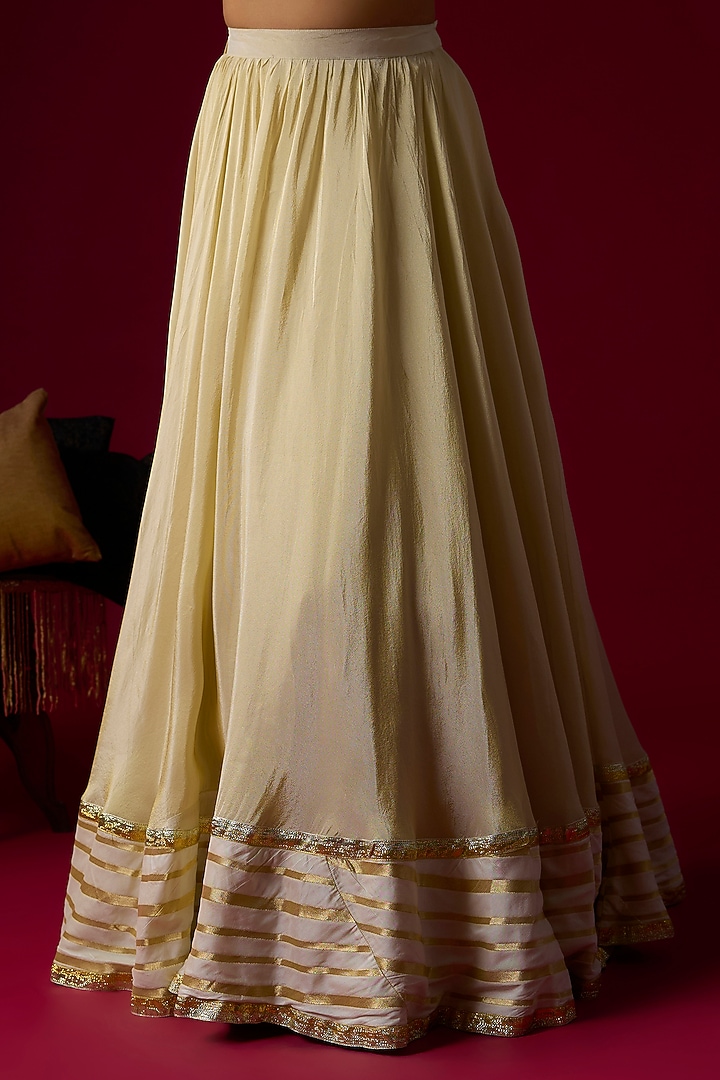 Gold Silk Tissue Wedding Lehenga Set by Rayasha Khan at Pernia's Pop Up Shop