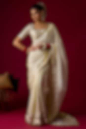 Gold Silk Tissue Party Wear Saree Set by Rayasha Khan at Pernia's Pop Up Shop