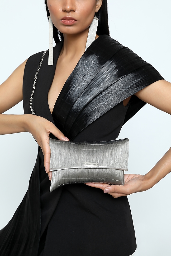 Silver Metal Wire Mini Pouch by Rimzim Dadu at Pernia's Pop Up Shop