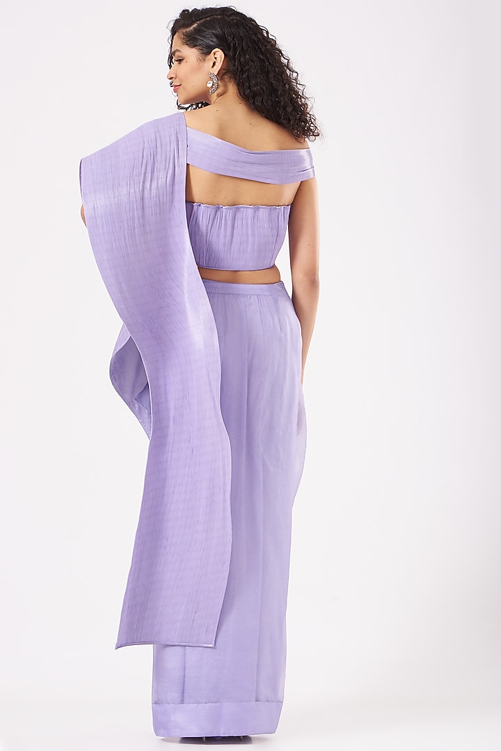 Lilac Handwoven Metallic Yarn Silk Satin Bridal Saree by Rimzim Dadu at Pernia's Pop Up Shop