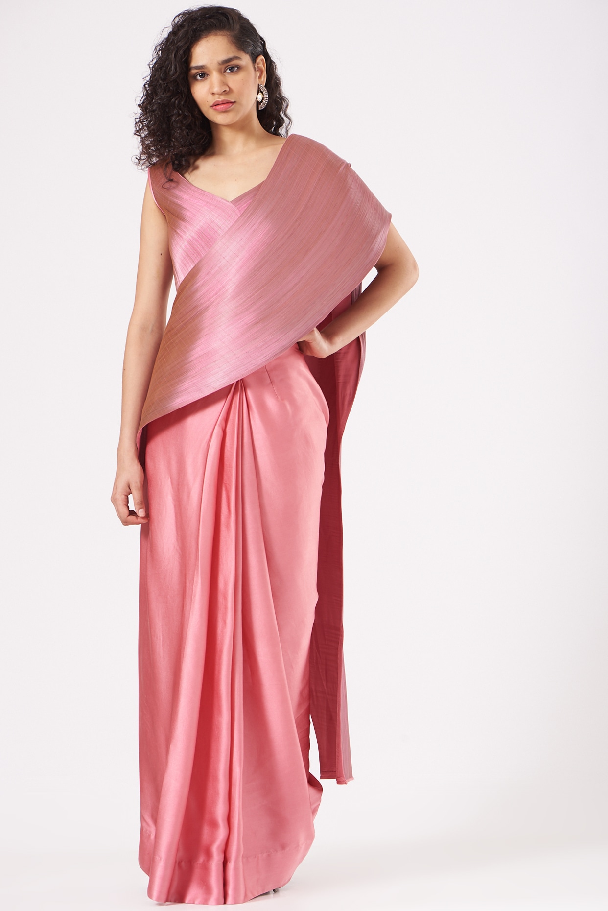 Pink Satin Saree With Digital Printed Work – Bahuji - Online Fashion &  Lifestyle Store