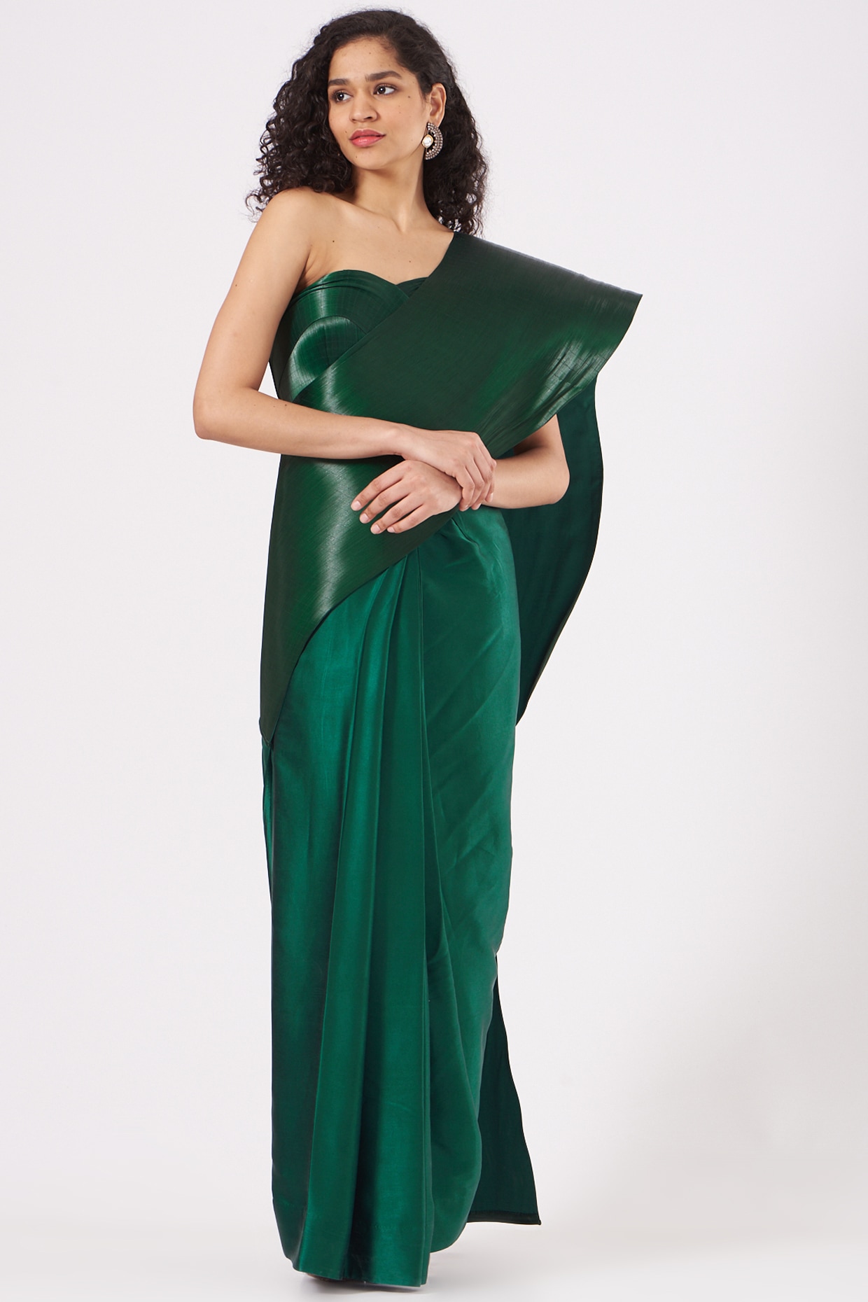 Emerald Green Silk Benarasi Saree and Blouse – MOHAR