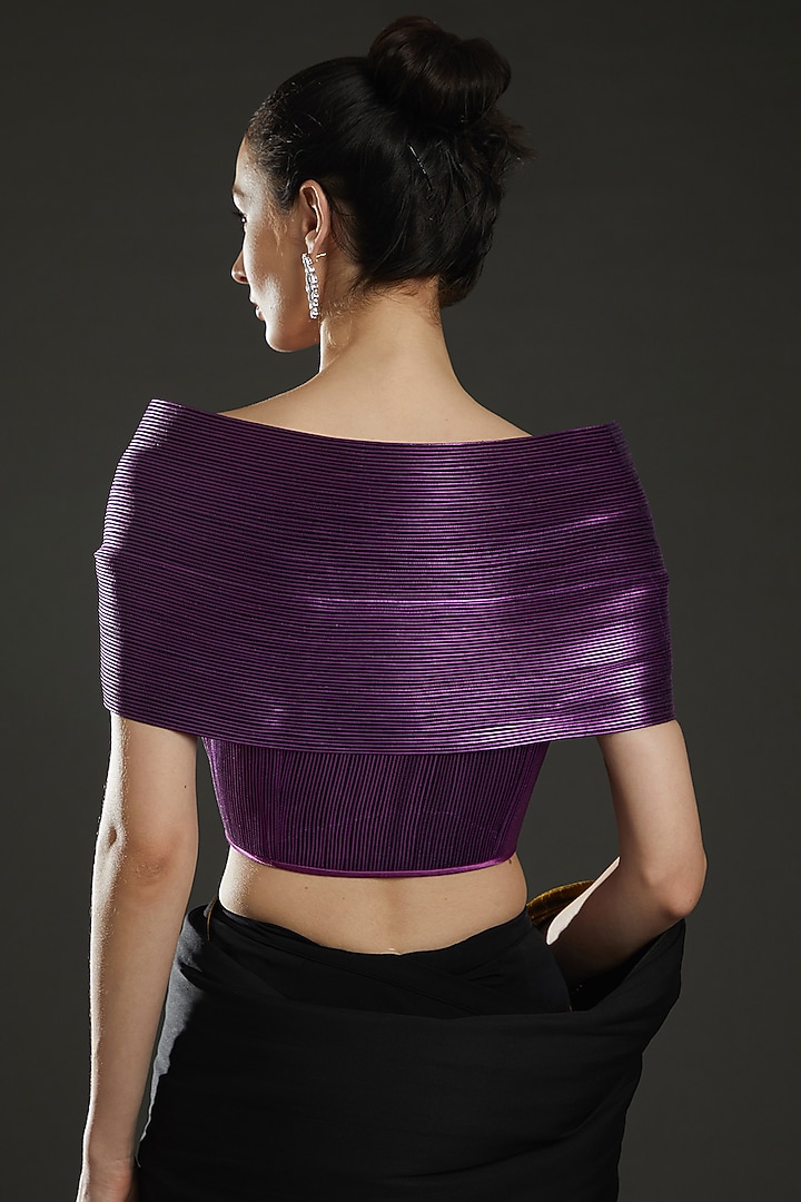 Purple Metallic Cord Off-Shoulder Draped Top by Rimzim Dadu at Pernia's Pop Up Shop