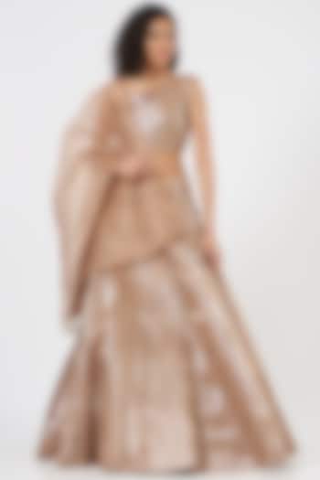 Rose Gold Hand Embroidered Bridal Lehenga Set by Rimzim Dadu at Pernia's Pop Up Shop
