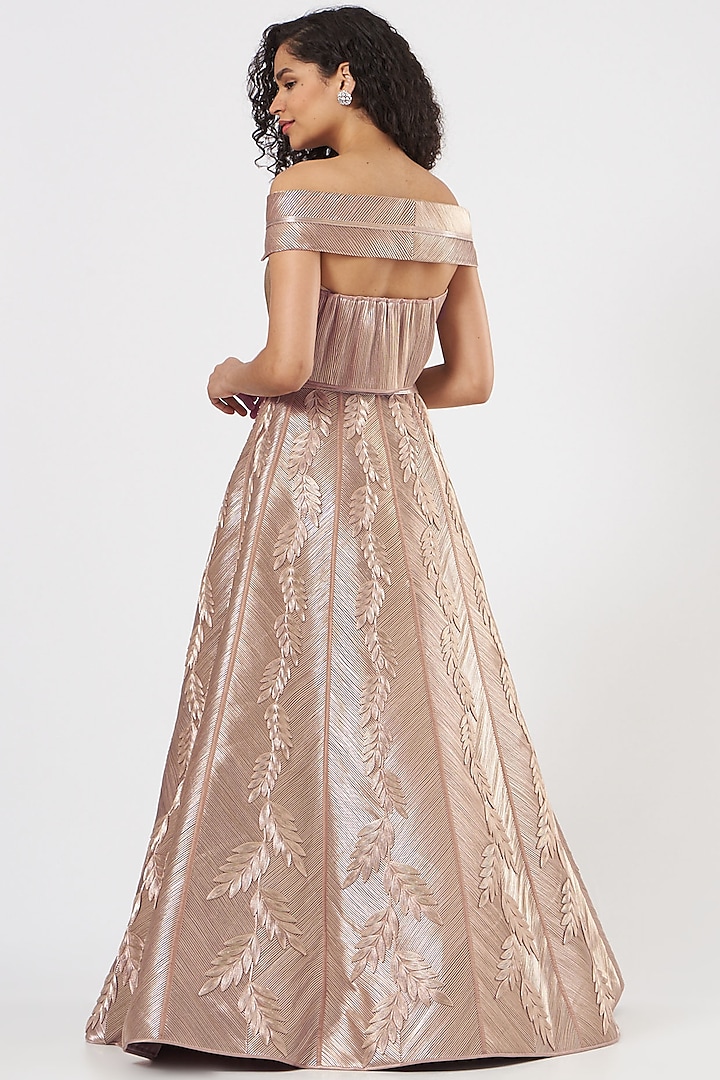 Rose Gold Embroidered Bridal Lehenga Set by Rimzim Dadu at Pernia's Pop Up Shop