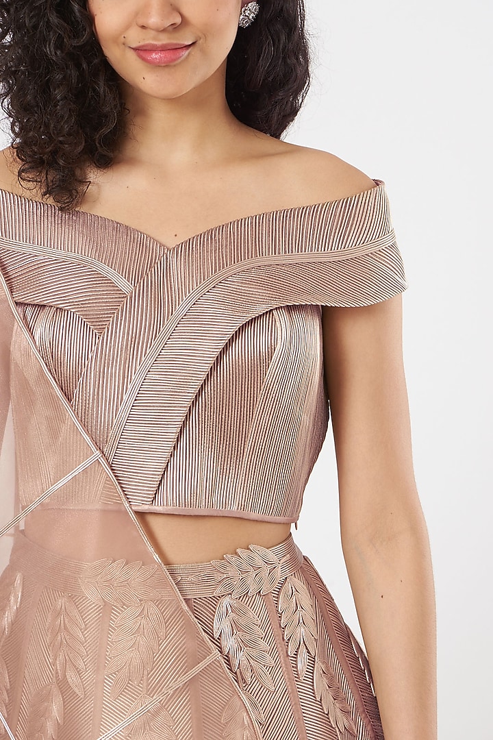 Rose Gold Embroidered Bridal Lehenga Set by Rimzim Dadu at Pernia's Pop Up Shop
