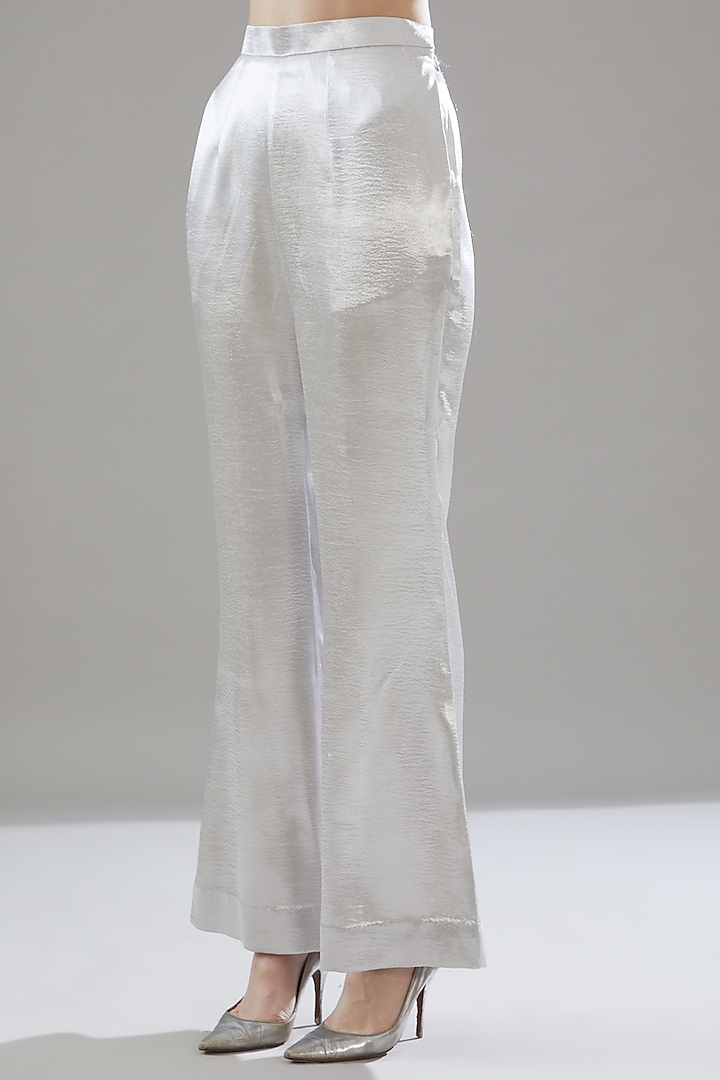 Silver Organza & Satin Jumpsuit With Jacket by Rimzim Dadu at Pernia's Pop Up Shop