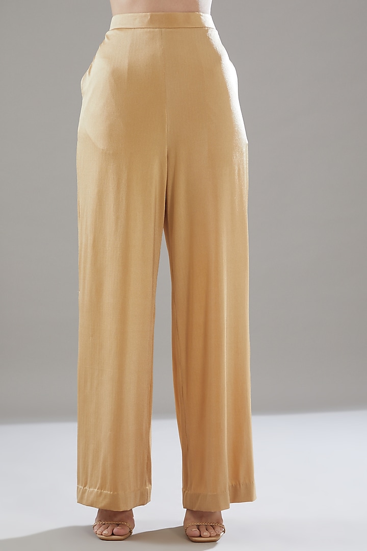 Gold Cotton & Leather Cord Pant Set by Rimzim Dadu at Pernia's Pop Up Shop