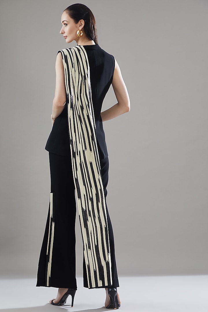 Black Organza & Satin Pant Set by Rimzim Dadu at Pernia's Pop Up Shop
