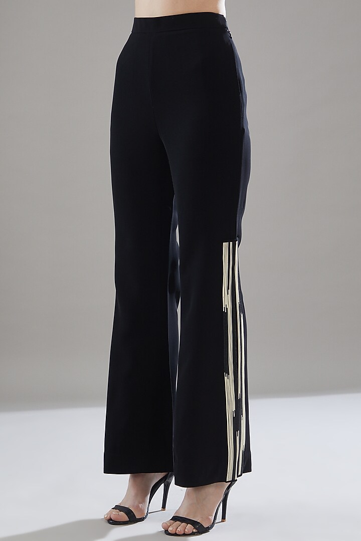 Black Organza & Satin Pant Set by Rimzim Dadu at Pernia's Pop Up Shop