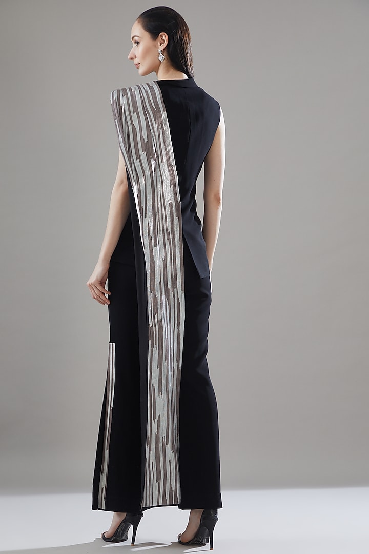 Black Organza & Satin Pant Set by Rimzim Dadu at Pernia's Pop Up Shop