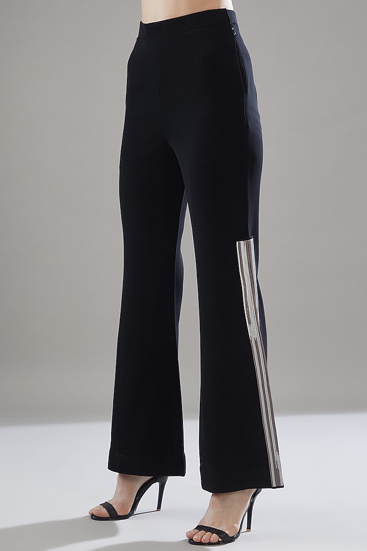 Black Organza & Satin Pant Set by Rimzim Dadu at Pernia's Pop Up Shop