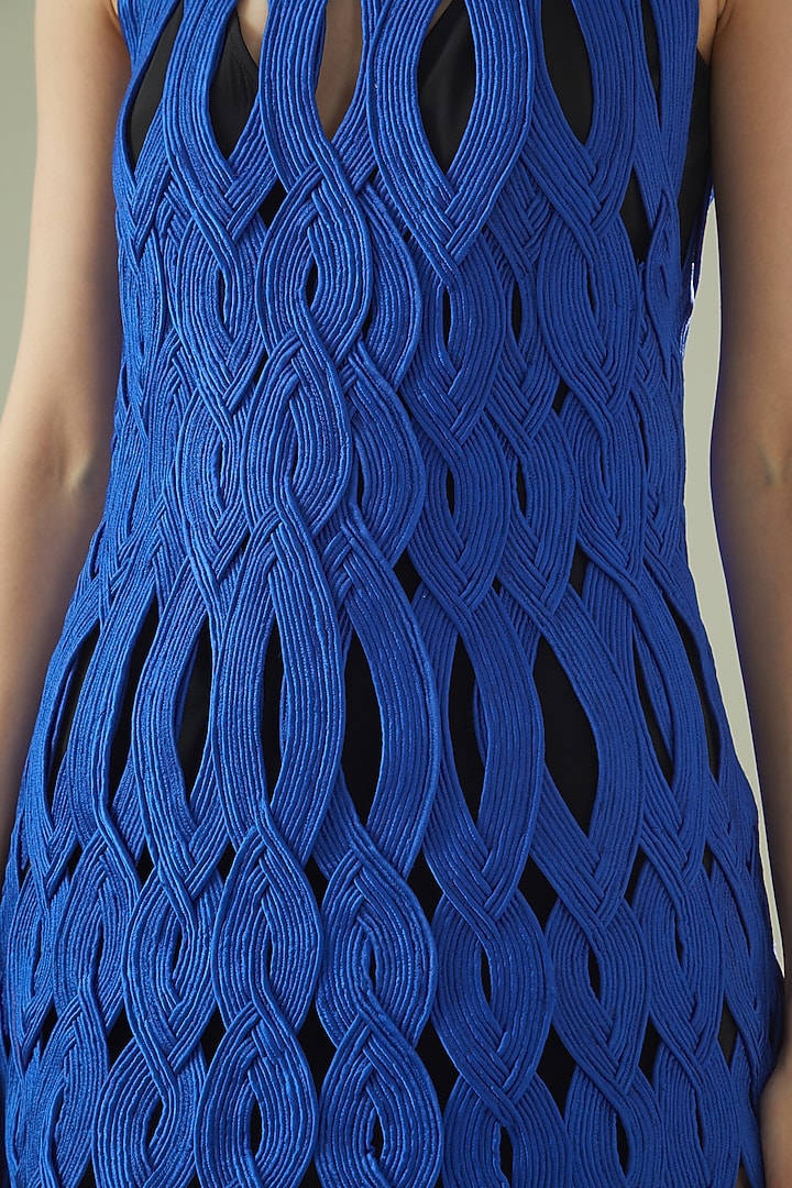 Blue Satin A-Line Party Wear Dress by Rimzim Dadu at Pernia's Pop Up Shop