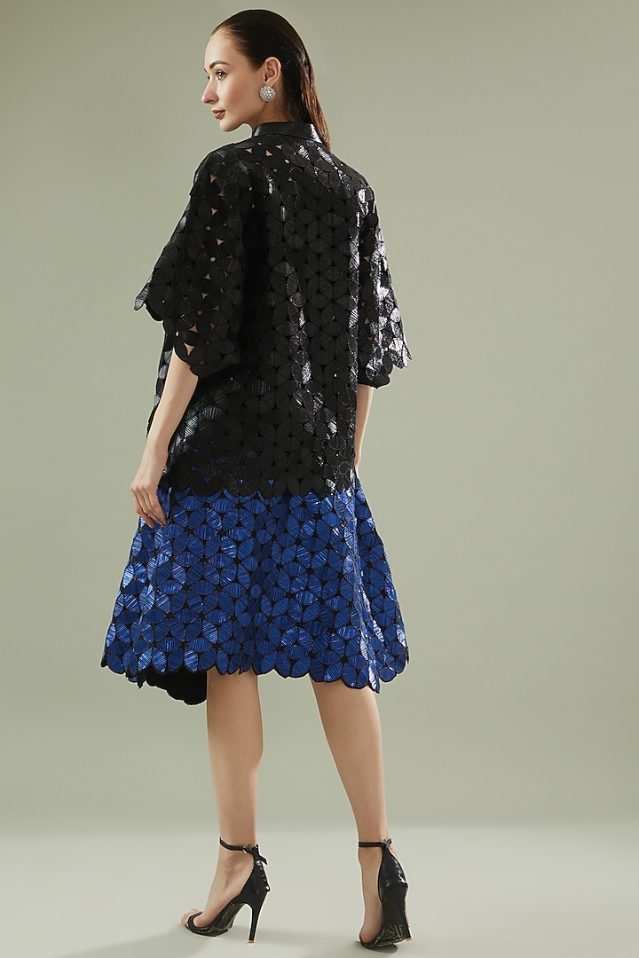 Black Organza & Satin Cape Set by Rimzim Dadu at Pernia's Pop Up Shop