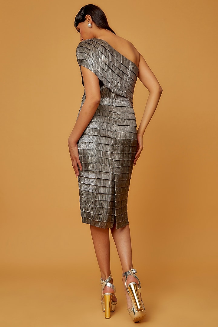 Black & White Organza Embroidered One-Shoulder Party Wear Dress by Rimzim Dadu at Pernia's Pop Up Shop