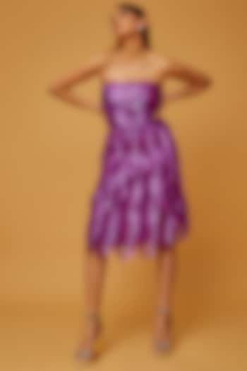 Metallic Purple Organza Embroidered Dress by Rimzim Dadu