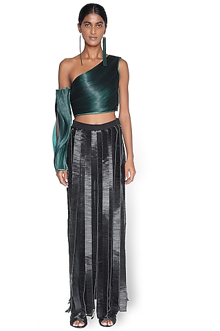 Black Metallic Cord Textured Pant by Rimzim Dadu