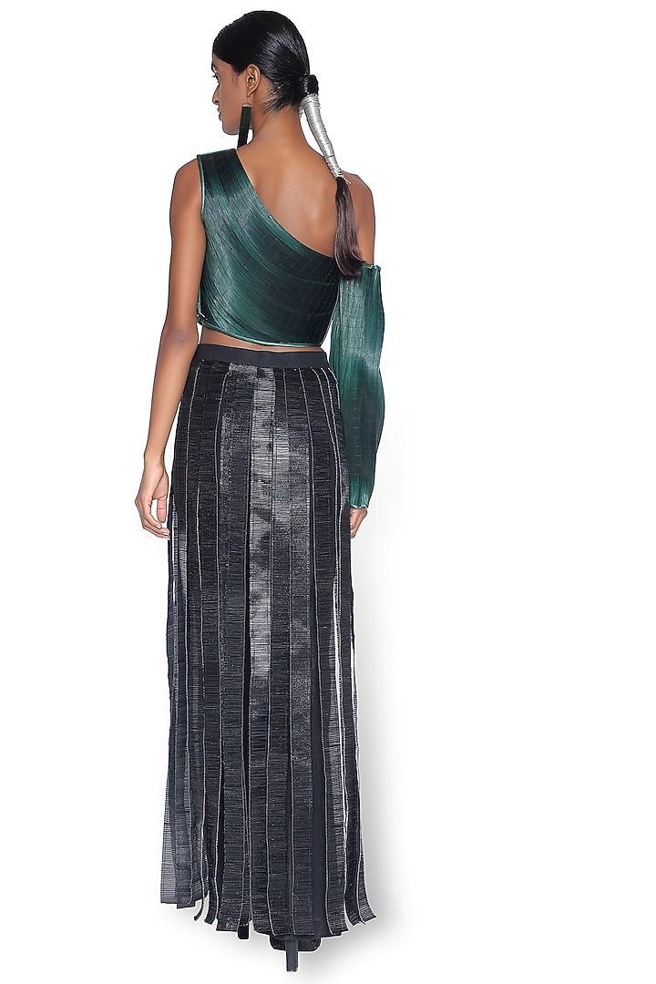 Black Metallic Cord Textured Pant by Rimzim Dadu at Pernia's Pop Up Shop