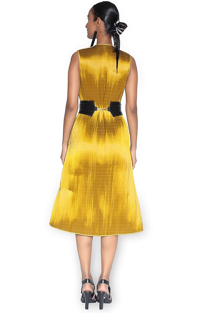 Gold Metallic Textured Jacket Party Wear Dress by Rimzim Dadu at Pernia's Pop Up Shop