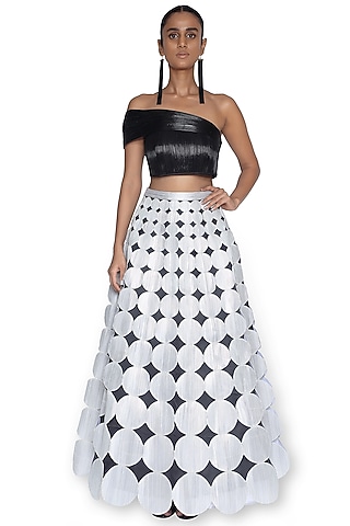 Silver Metallic Cords Skirt Set by Rimzim Dadu