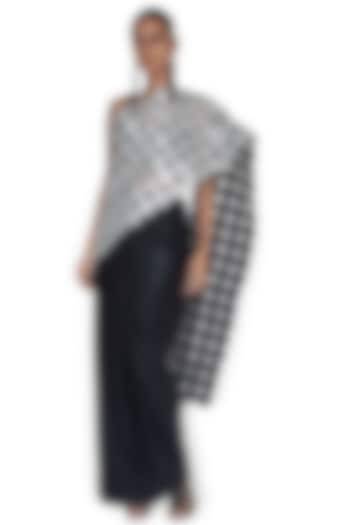 Silver & Black Metallic Cord Pre-Draped Saree Set by Rimzim Dadu at Pernia's Pop Up Shop