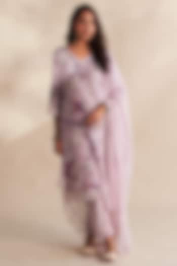 Lilac Cambric Cotton Floral Printed Kurta Set by Roze at Pernia's Pop Up Shop