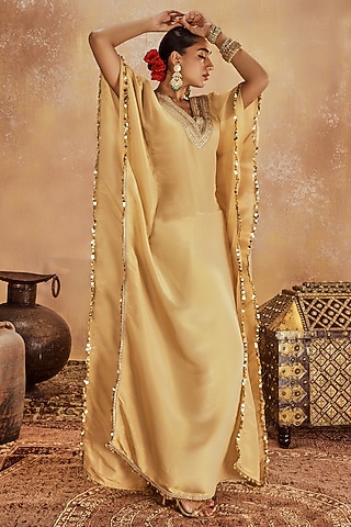 Gold Soft Tissue Kaftan by Roze