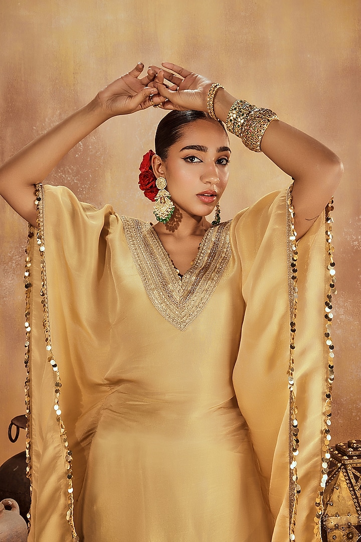 Gold Soft Tissue Kaftan by Roze at Pernia's Pop Up Shop