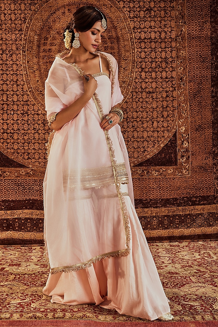 Pink Pure Chanderi Sharara Set by Roze at Pernia's Pop Up Shop