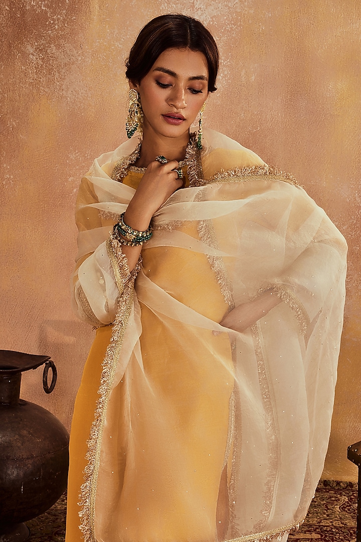 Yellow Soft Tissue Party Wear Sharara Set by Roze at Pernia's Pop Up Shop