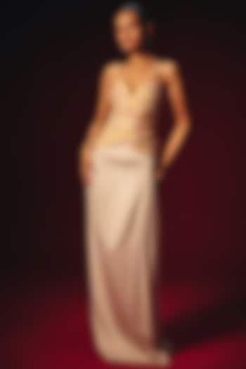 White Armani Satin Draped Skirt by Roze at Pernia's Pop Up Shop