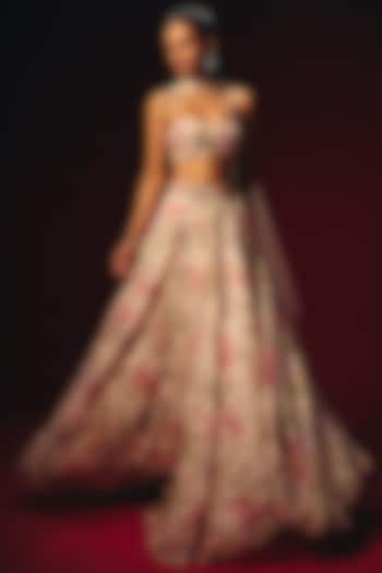 White Pure Organza Embroidered Lehenga Set by Roze at Pernia's Pop Up Shop