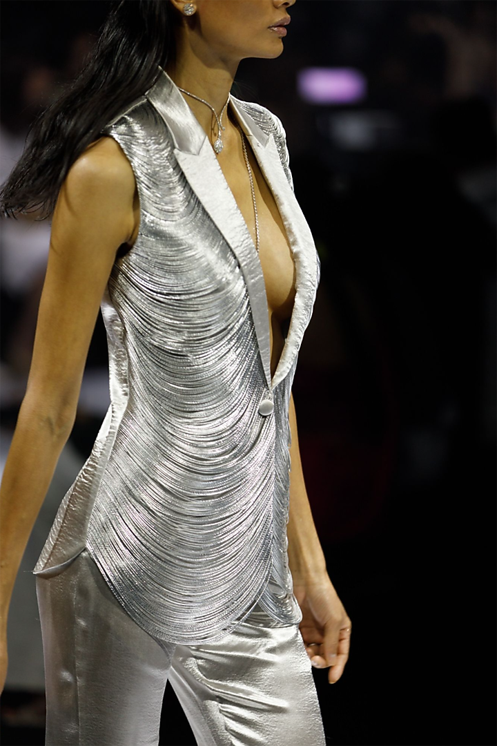Silver Metallic Cord Jacket Set by Rimzim Dadu at Pernia's Pop Up Shop