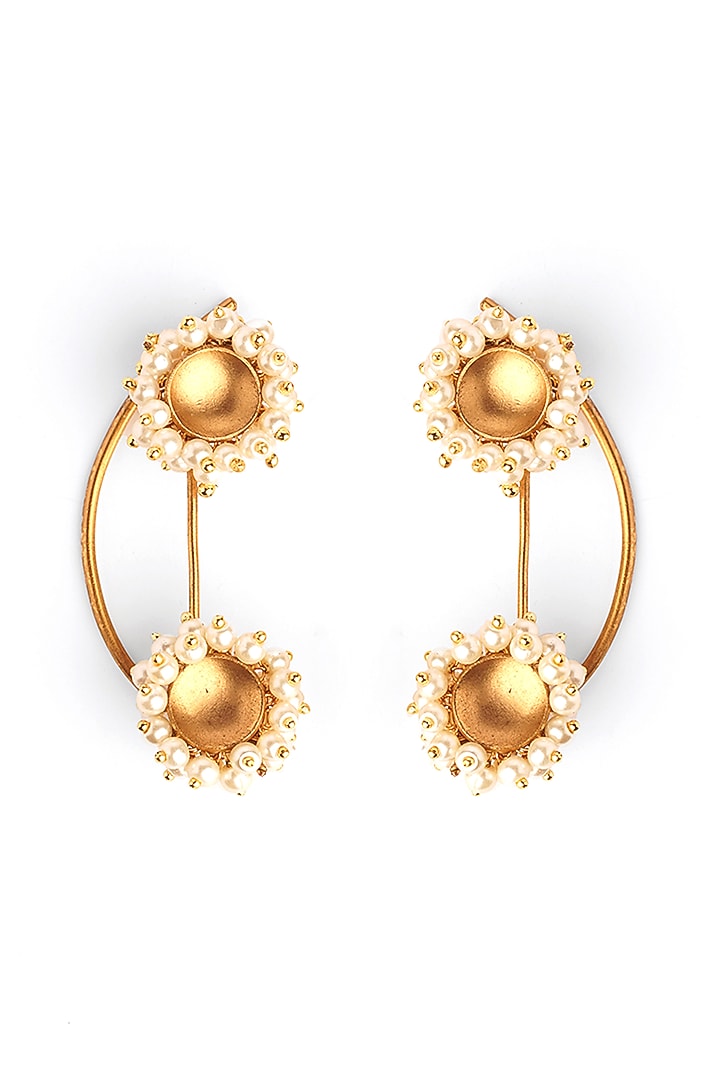 Gold Plated Pearl Ear Clips by Suhani Pittie at Pernia's Pop Up Shop