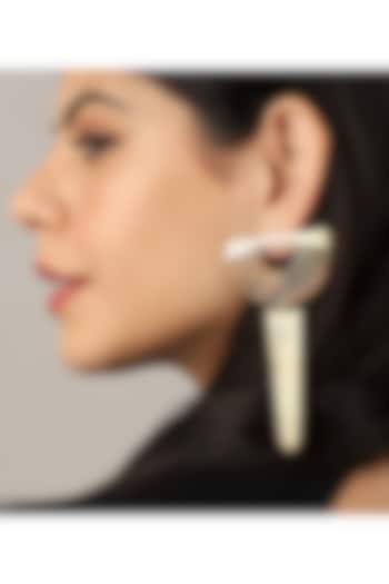 Gold Plated Weaved Ball Chain Semi Circle Earrings by Itrana By Sonal Gupta