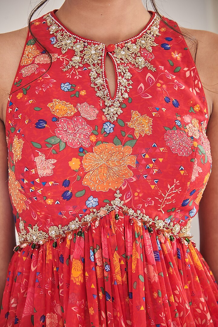 Red Viscose Crepe Dhoti Set by Shasha Gaba at Pernia's Pop Up Shop