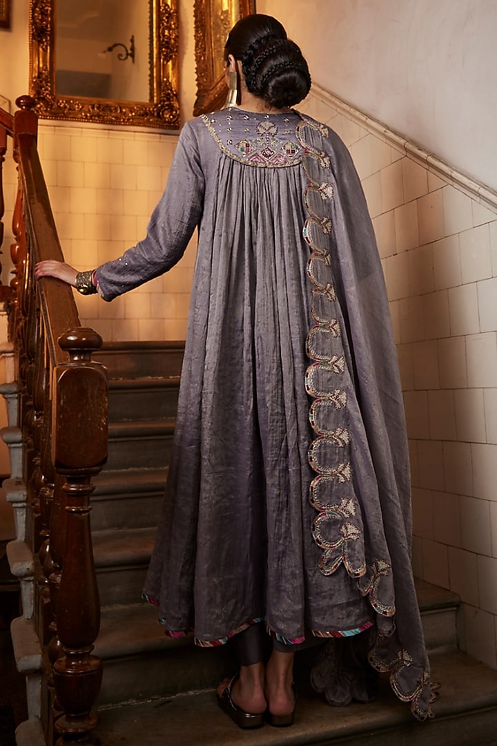 Green Chanderi Tissue Silk Embellished Kurta Set by Saahiil Kapoor at Pernia's Pop Up Shop