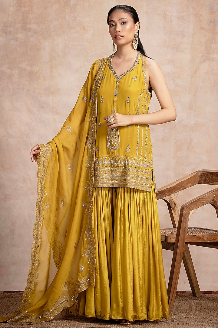 Yellow Silk Gharara Set by Saahiil Kapoor at Pernia's Pop Up Shop