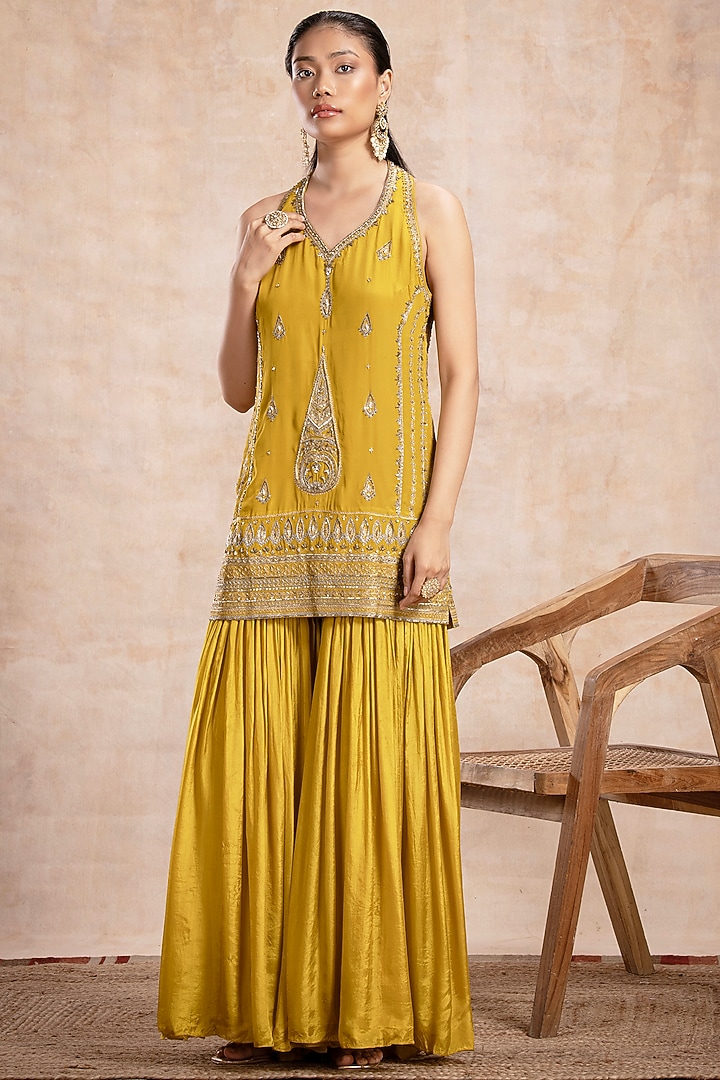 Yellow Silk Gharara Set by Saahiil Kapoor at Pernia's Pop Up Shop