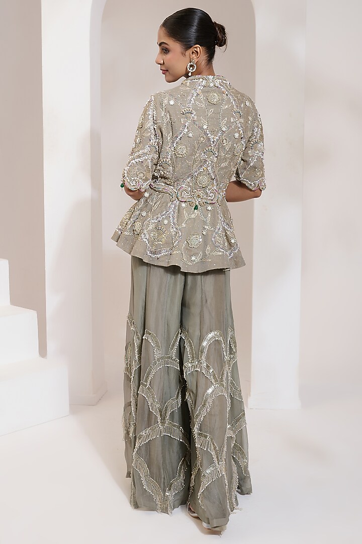 Moss Green Organza Gharara Set by Saahiil Kapoor at Pernia's Pop Up Shop