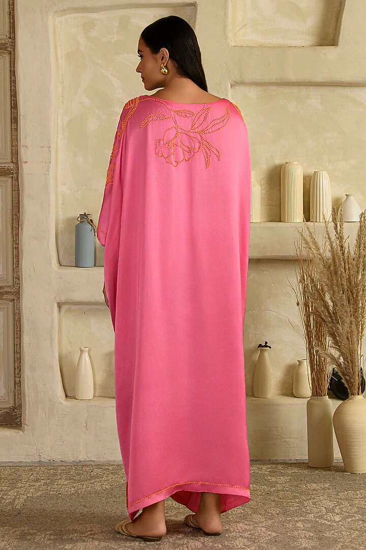 Pink Linen Satin Hand Embroidered Co-Ord Set by Saahiil Kapoor at Pernia's Pop Up Shop