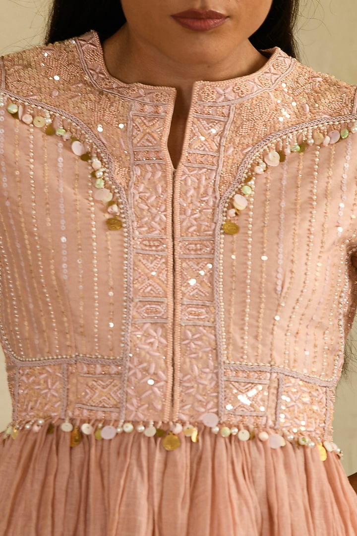 Blush Pink Mul Chanderi Gharara Set by Saahiil Kapoor at Pernia's Pop Up Shop