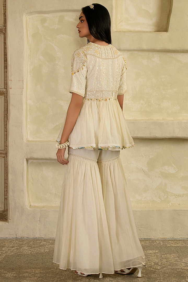 Ivory Mul Chanderi Gharara Set by Saahiil Kapoor at Pernia's Pop Up Shop