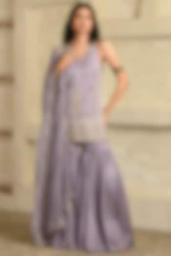 Purple Tabby Chanderi Gharara Set by Saahiil Kapoor at Pernia's Pop Up Shop