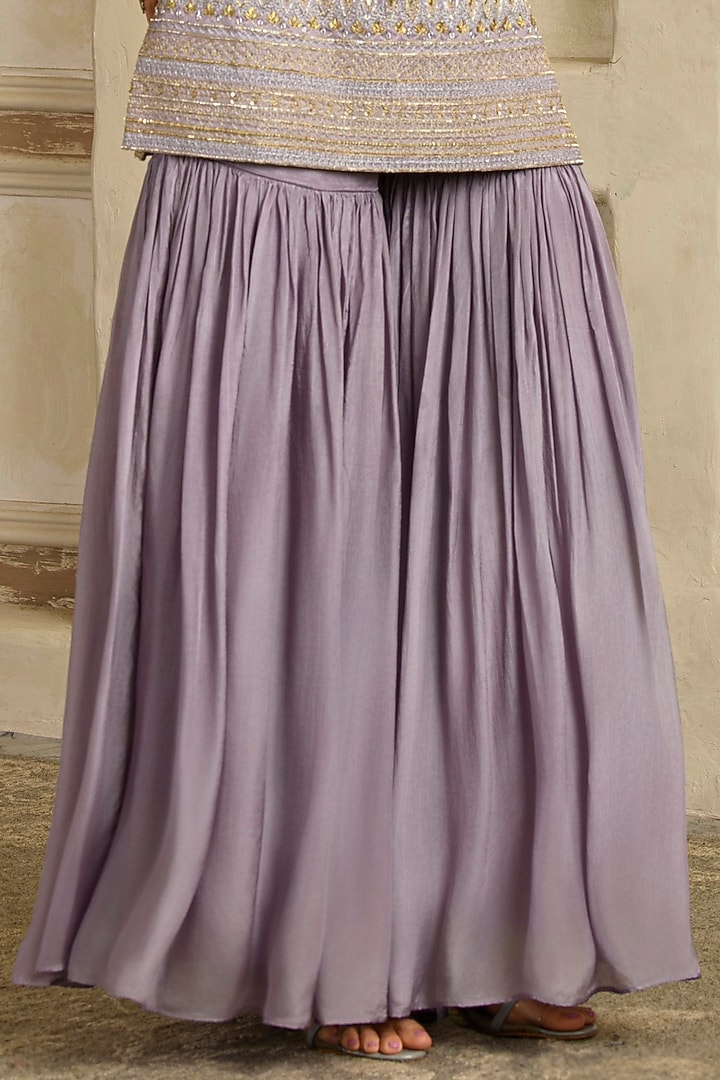 Purple Tabby Chanderi Gharara Set by Saahiil Kapoor at Pernia's Pop Up Shop