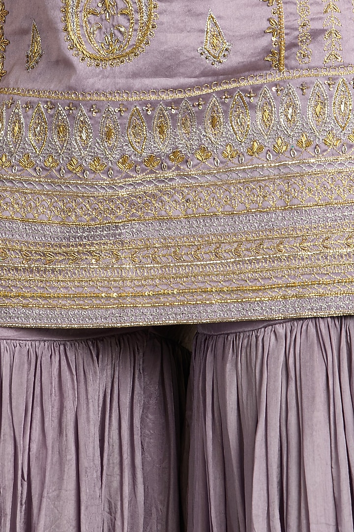 Purple Tabby Chanderi Gharara Set by Saahiil Kapoor at Pernia's Pop Up Shop
