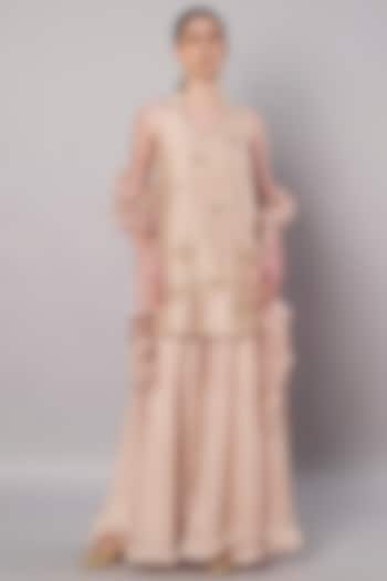 Champagne Satin Organza Party Wear Sharara Set by Saahiil Kapoor at Pernia's Pop Up Shop