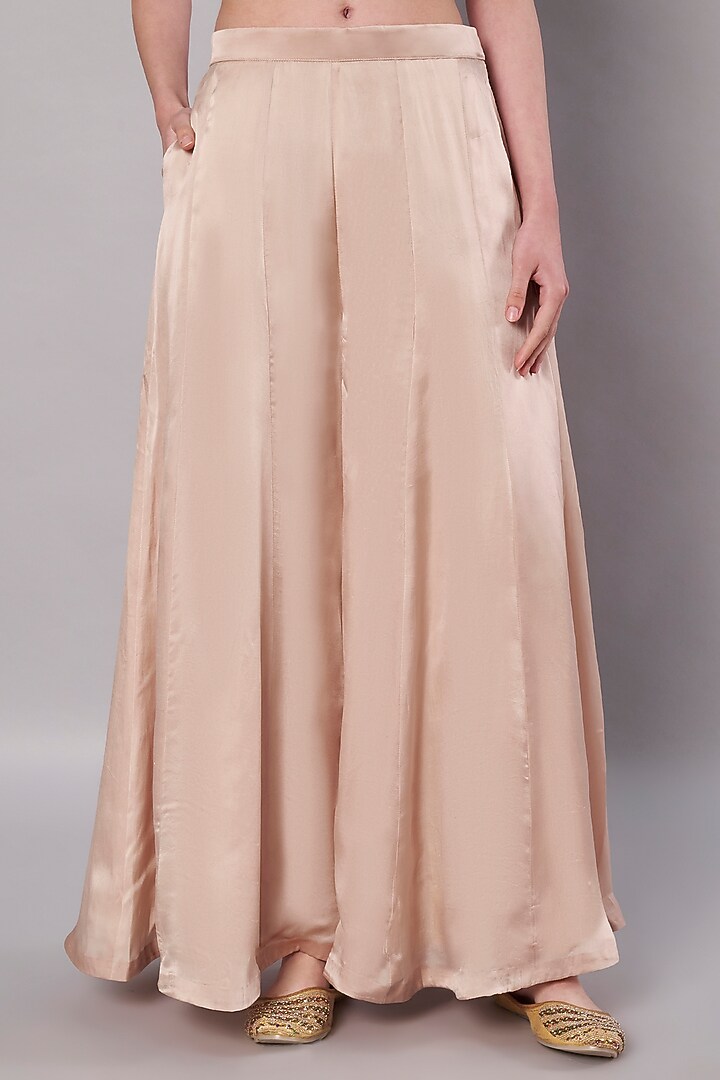 Champagne Satin Organza Party Wear Sharara Set by Saahiil Kapoor at Pernia's Pop Up Shop