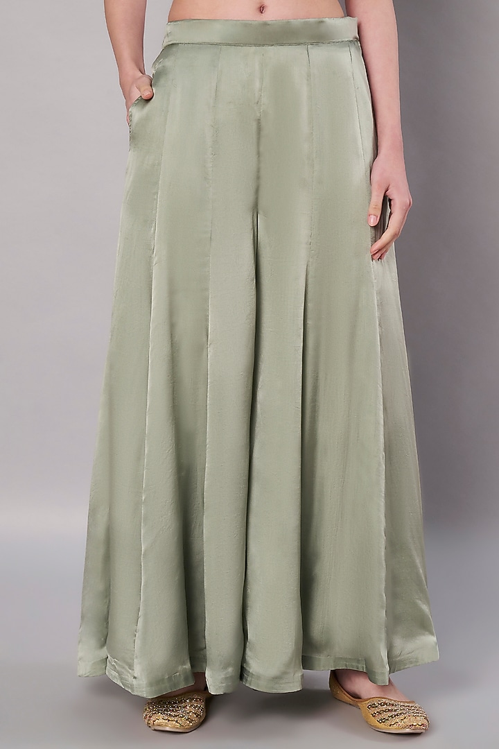 Moss Green Satin Organza Party Wear Sharara Set by Saahiil Kapoor at Pernia's Pop Up Shop